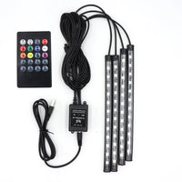Automotive atmosphere One to four lights Remote 4x9 LED atmosphere lamp Indoor foot lamp