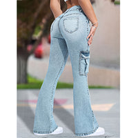 Plus-size Womens Workwear Denim Jeans Casual Straight-leg Style