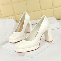 Waterproof Platform Square-toe Ultra-high Heels Women's Shoes