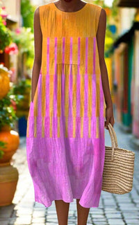 Women's Printed Sleeveless Crew-Neck Dress