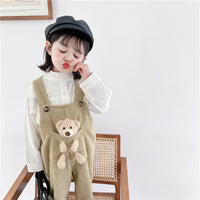 Pocket Bear Corduroy Soft Overalls Korean Version For Boys And Girls