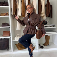 Women's New PU Leather Jacket Coat