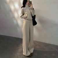 Chic Casual Sportswear Set Off-Shoulder Slimming Sweatshirt And Floor-Length Pants Two-Piece Set