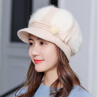 Women's Fashionable Warm Padded And Thick Knitted Wool Hat