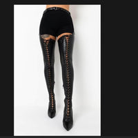 Womens Pointed-ToeWaist-High Side-Zip Stiletto Over-the-Knee Fashion Boots