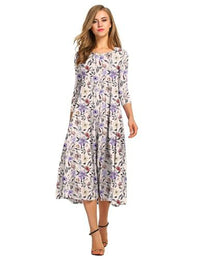 Women's Fashion Floral Slim-fit Short-sleeve Dress