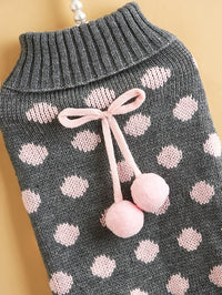 Polka Dot Dog Cat Lotus Leaf Skirt Sweater