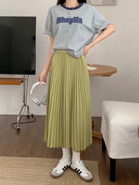 Classic Simple Multicolor Pleated Skirt High Waist Slimming