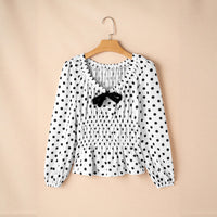 Women's Loose Bundle Casual Square Collar Polka Dot Long Sleeve Shirt