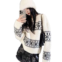 Fashion Trend Jacquard Sweater Casual Loose And Lazy Style