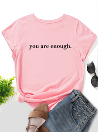 Women's Letter Printed Fashionable Round Neck Short Sleeved Shirt