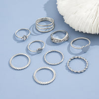 Retro Simple Diamond Geometric Love Joint Ring Personalized Fashion Nine-piece Set