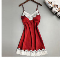 V-neck lace hem strap nightdress