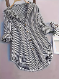 Women's Striped Button Casual Loose Long-sleeved Shirt