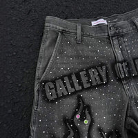 Men's Printed Rhinestone-Embellished Loose Cropped Shorts