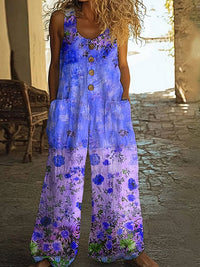 Casual Retro Personalized Printed Jumpsuit