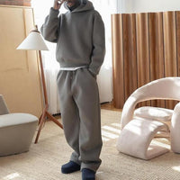 Men's Casual Solid Color Hooded Pullover Straight Pants