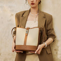 Large Capacity  Women's Cowhide Bucket Shoulder Bag