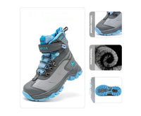 Winter Fleece-Lined Thickened Leather And Fur-Lined Children's Snow Boots