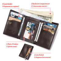 Multi-slot Men's Zipper Bag Genuine Leather Multi-color Coin Purse