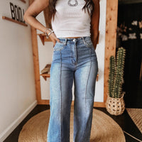 Women's Fashion Casual Washed Stretch Mid-rise Straight Leg Jeans
