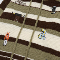 Autumn Retro  Pattern Colorful Stripes Hooded Cardigan