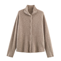 Korean-style Loose Casual High-neck Sweater Cardigan For Women