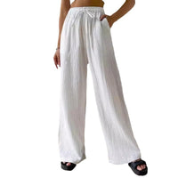 Fashionable Womens Versatile Elastic Waist Casual Wide-Leg Pants