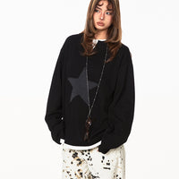 American Retro Fake Two-piece XINGX Patch Sweater