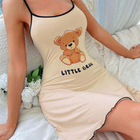 Women's Printed Nightdress With Suspenders