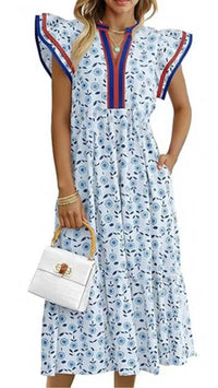 Summer New Stylish Elegant V-Neck Floral Print Dress