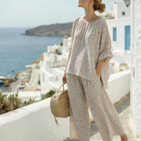 Loose-fitting Wide-leg Capri Pants Casual Set