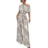 Vacation Style Slant Shoulder Strap Wide Leg Jumpsuit