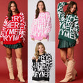 Women's Christmas Letter Loose Pullover Sweater