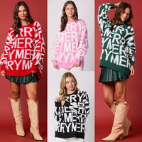 Women's Christmas Letter Loose Pullover Sweater