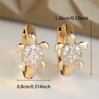 Fashionable Best-Selling Full-Crystal Color Zircon Turtle Earrings