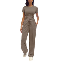 Women's Fashion Casual Pleated Short-Sleeve Set