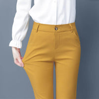 Blue Suit Pants Spring Women's High Waist Career Figure Flattering Drape Skinny Pants