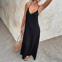 Solid-color Sleeveless Loose-fitting Beachseaside Dress For Women