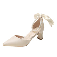 High Heels Women's Chunky Heel Hollowed Pointed-toe Ankle-strap Shoes