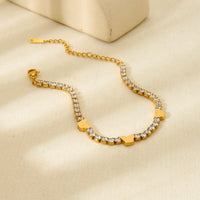 Full-Crystal Zircon Flower Stainless Steel Bracelet