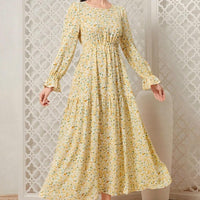 Long-sleeve Springfall Floral Print Dress