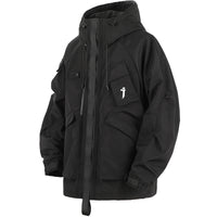 Mechanical Style Multi-pocket Loose Casual Hooded Jacket