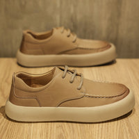 Men's Botton Width Height Increasing, Brown Lace-up Cutout Single Layer Sports And Leisure