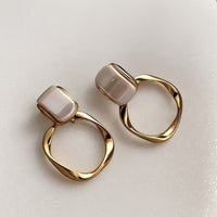 1 Pair Elegant Geometric Metal Hoop Dangle Earrings, Trendy Fashion Accessories, Perfect For Women's Daily & Banquet Wear, Unique Jewelry Gift