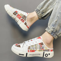 Summer Half Slippers Men's Height Increasing Closed Toe Casual Breathable Heelless Lazybones' Shoes