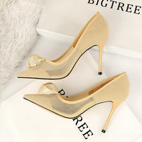 Women's Cutout Satin Rose Flower Pumps