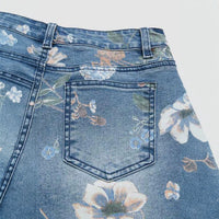 Women's Printed Denim Spring And Autumn Straight Wide-leg Pants