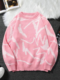 Men's Autumn And Winter Loose Round Neck Knitted Long-sleeved Jacket