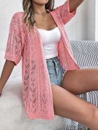 Women S Hollow Out Short Sleeve Knit Cardigan Vacation Cover-Up